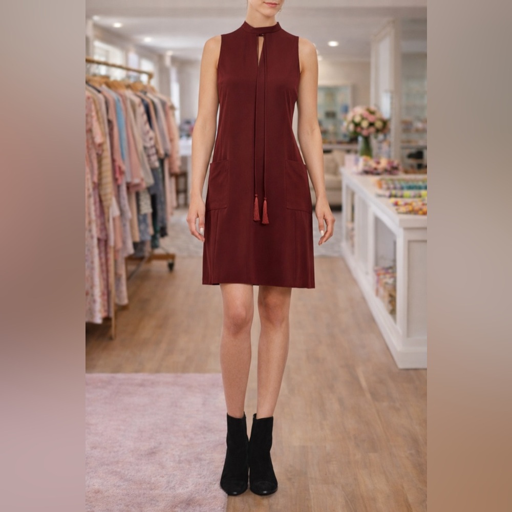 ERIN FETHERSTON TIE NECK SHIFT DRESS